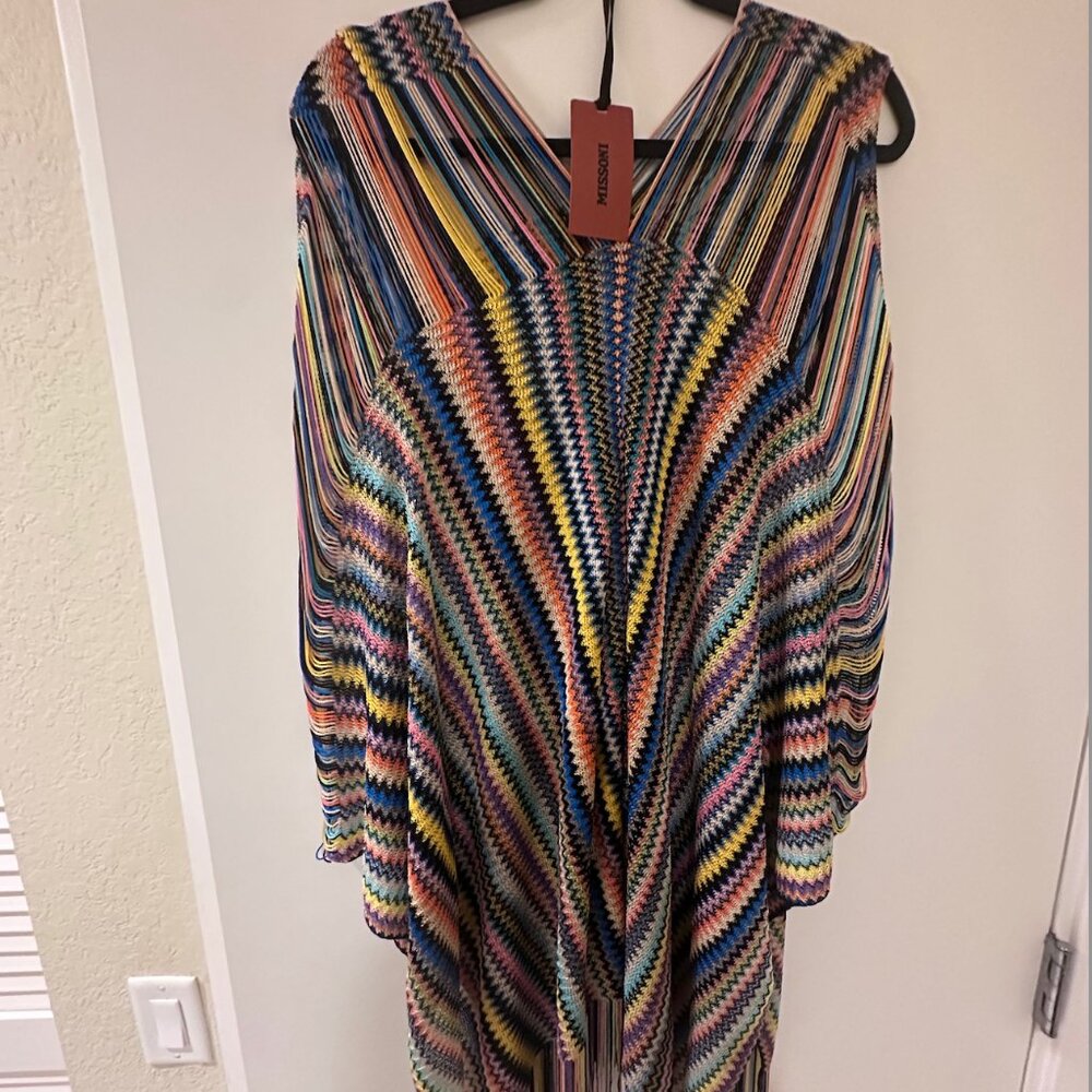 Missoni Chevron Stripe Fringe Poncho